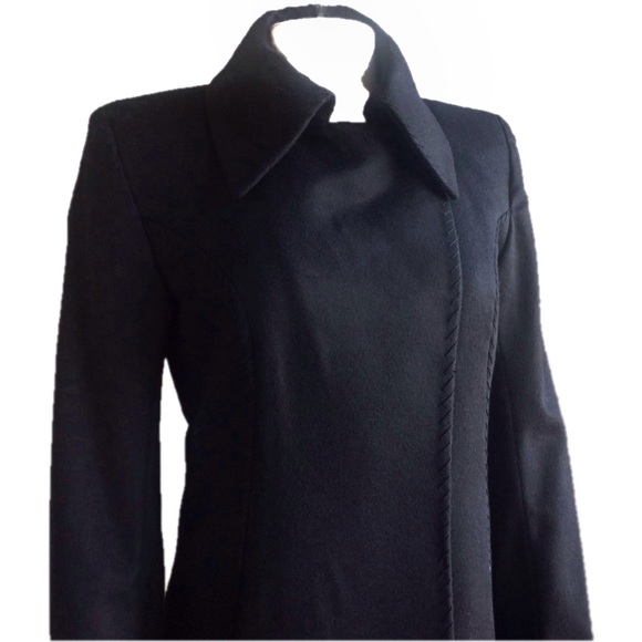 Black Wool Designer Coat - Picture 5 of 8